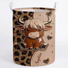 Load image into Gallery viewer, Personalized Baby Highland Cow Basket Custom Name Gift for Kids
