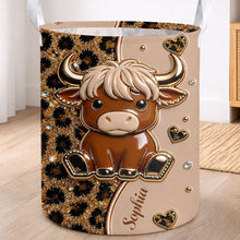 Load image into Gallery viewer, Personalized Baby Highland Cow Basket Custom Name Gift for Kids
