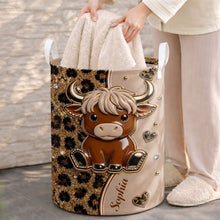 Load image into Gallery viewer, Personalized Baby Highland Cow Basket Custom Name Gift for Kids
