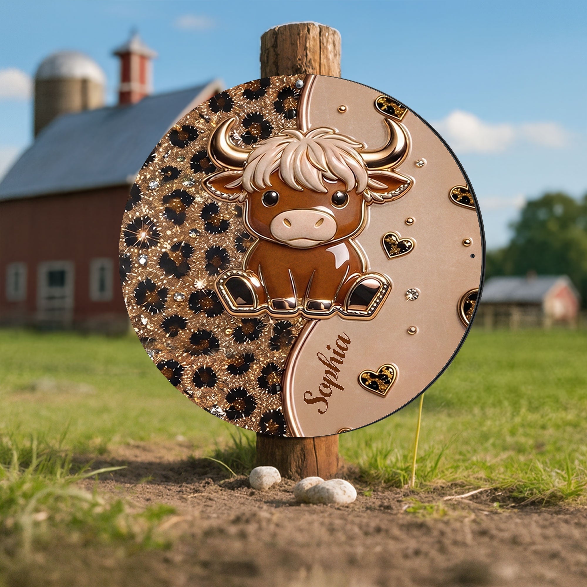 Personalized Highland Cow Metal Sign Custom Name Gift for Farm Lovers