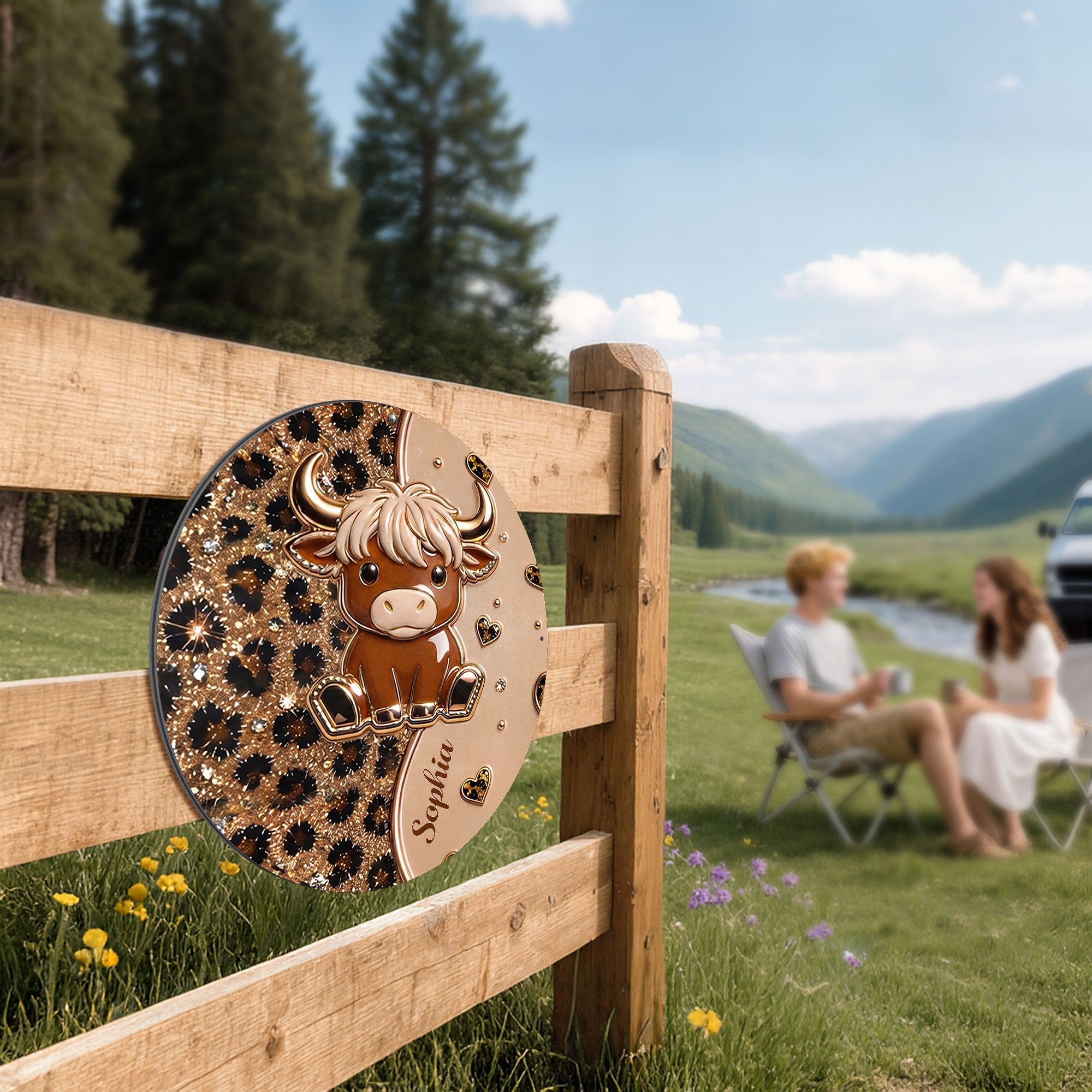 Personalized Highland Cow Metal Sign Custom Name Gift for Farm Lovers