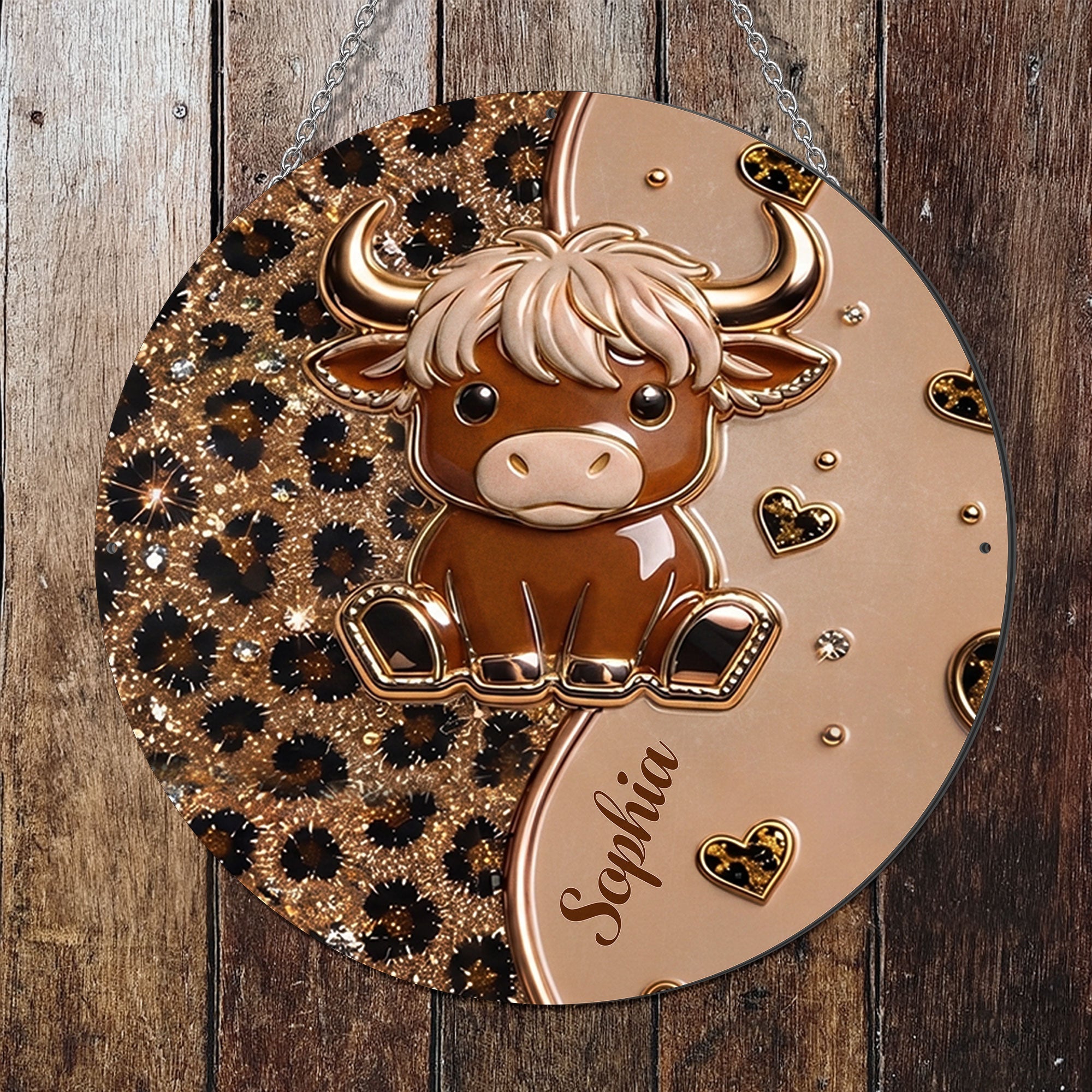 Personalized Highland Cow Metal Sign Custom Name Gift for Farm Lovers