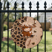Load image into Gallery viewer, Personalized Highland Cow Metal Sign Custom Name Gift for Farm Lovers
