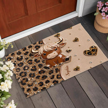 Load image into Gallery viewer, Personalized Highland Cow Doormat Custom Name Gift for Farm Lovers
