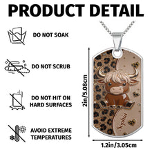 Load image into Gallery viewer, Personalized Highland Cow Dog Tag Necklace Custom Name Gift
