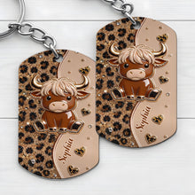 Load image into Gallery viewer, Personalized Highland Cow Stainless Steel Keychain Gift for Her
