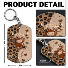 Load image into Gallery viewer, Personalized Highland Cow Stainless Steel Keychain Gift for Her
