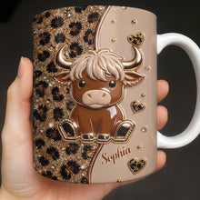 Load image into Gallery viewer, Personalized Cute Baby Highland Cow Mug Custom Name Gift for Cow Lovers
