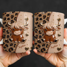 Load image into Gallery viewer, Personalized Cute Baby Highland Cow Mug Custom Name Gift for Cow Lovers

