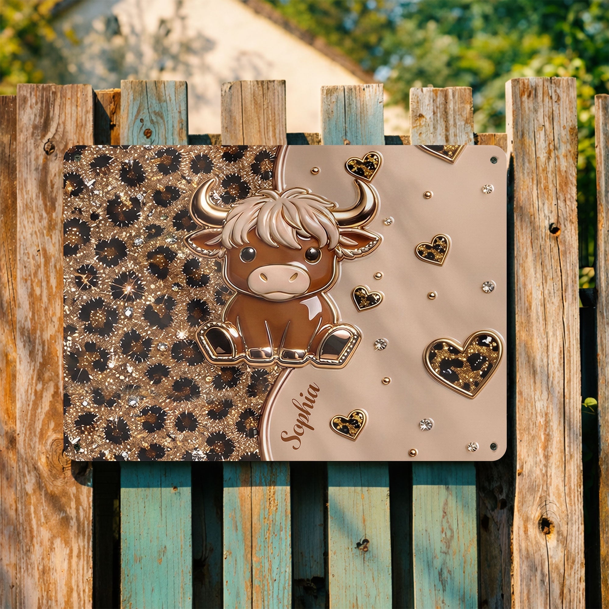 Personalized Highland Cow Metal Sign Custom Name Gift for Farm Lovers