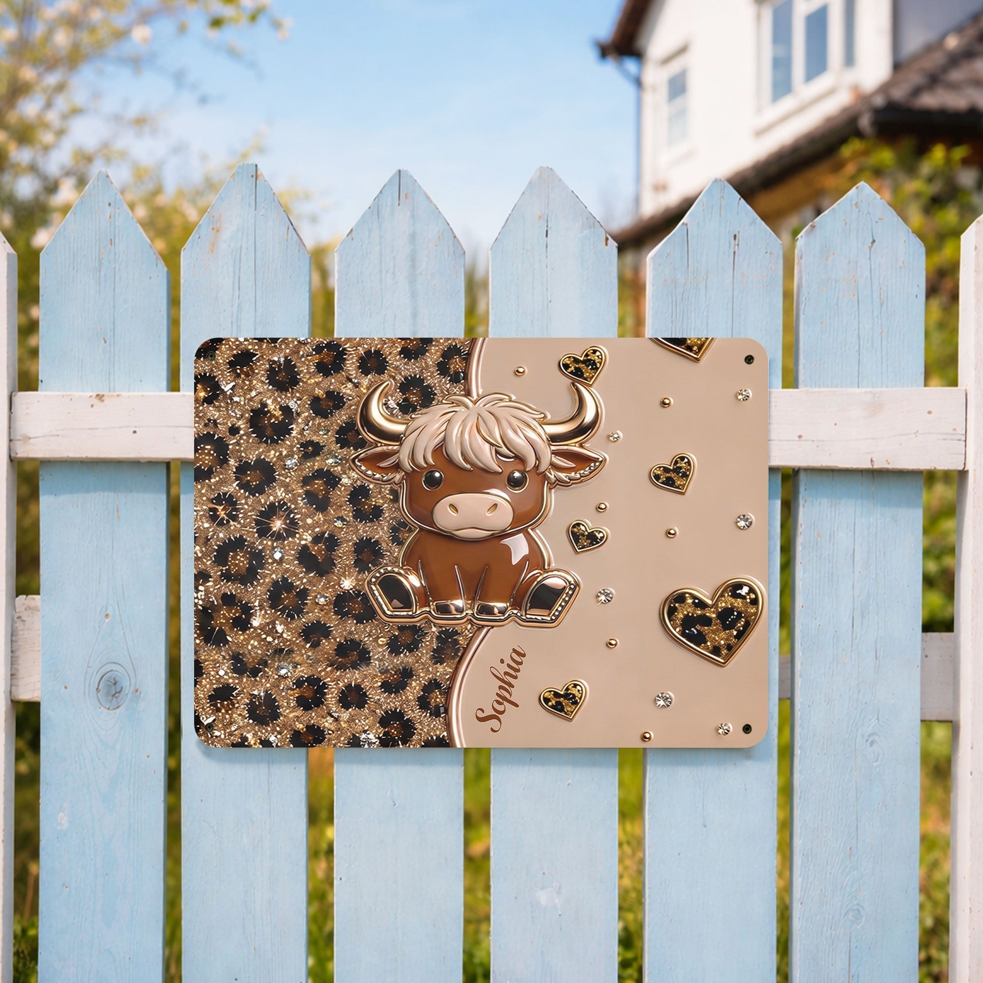 Personalized Highland Cow Metal Sign Custom Name Gift for Farm Lovers