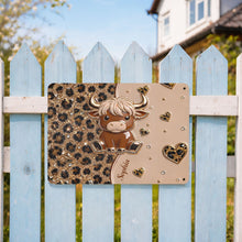 Load image into Gallery viewer, Personalized Highland Cow Metal Sign Custom Name Gift for Farm Lovers
