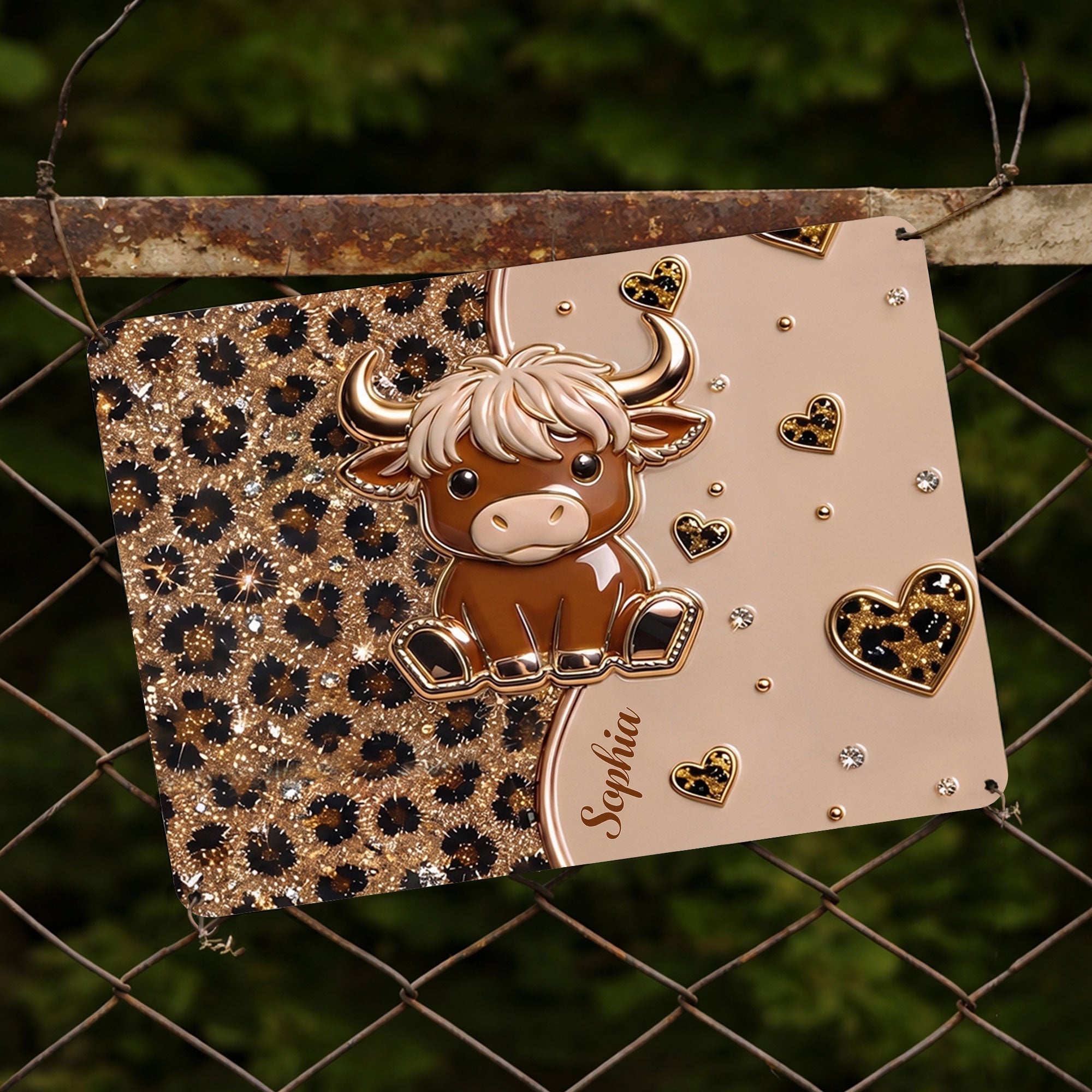 Personalized Highland Cow Metal Sign Custom Name Gift for Farm Lovers