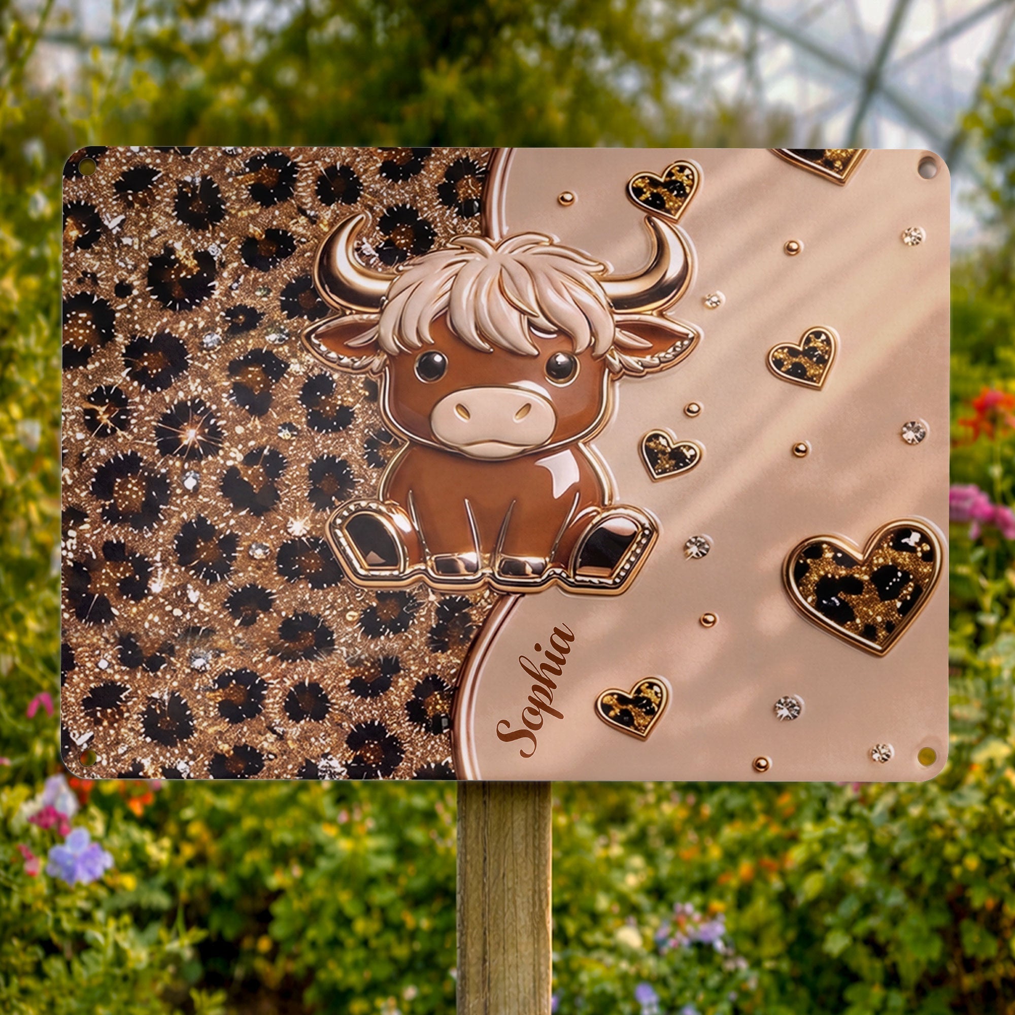 Personalized Highland Cow Metal Sign Custom Name Gift for Farm Lovers