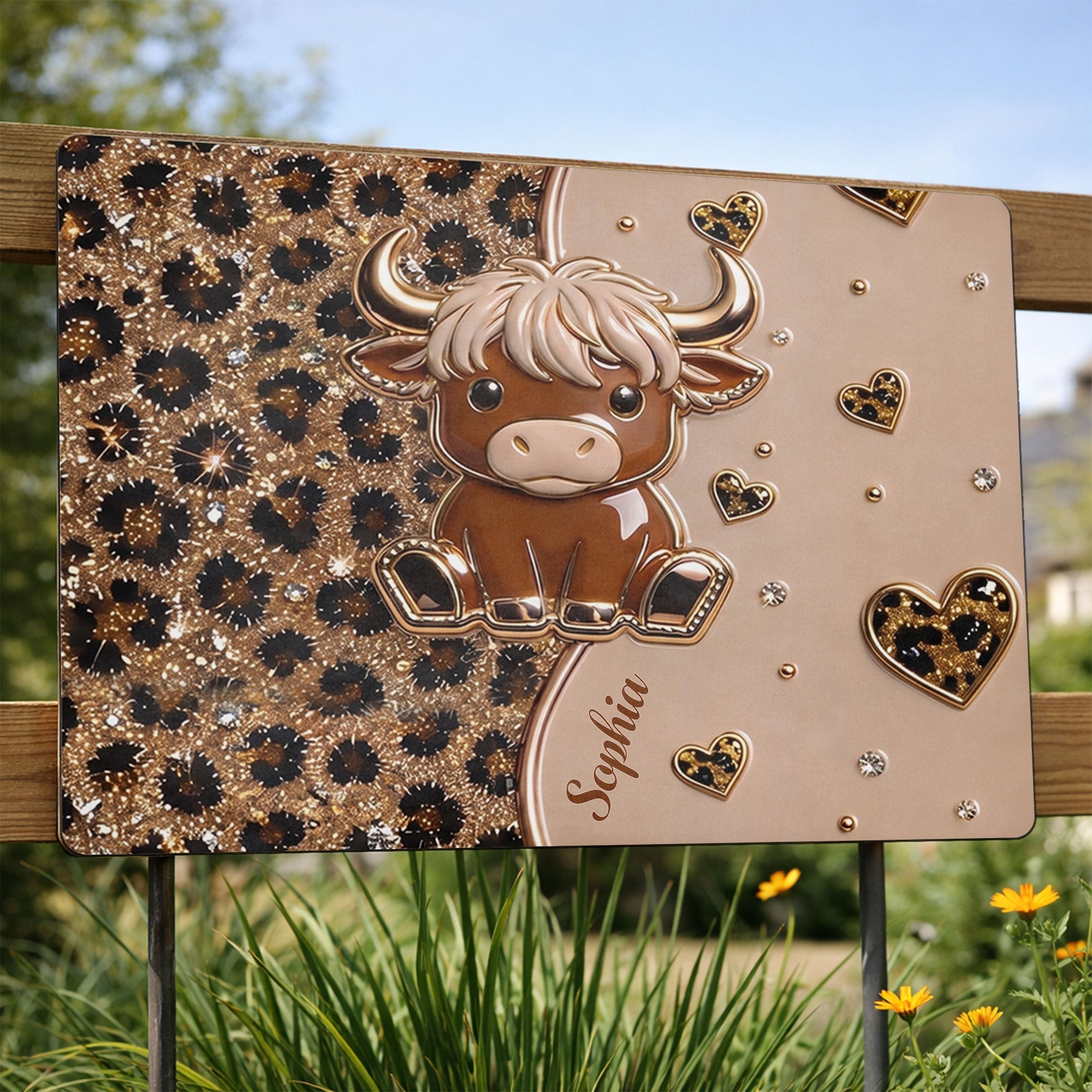 Personalized Highland Cow Metal Sign Custom Name Gift for Farm Lovers