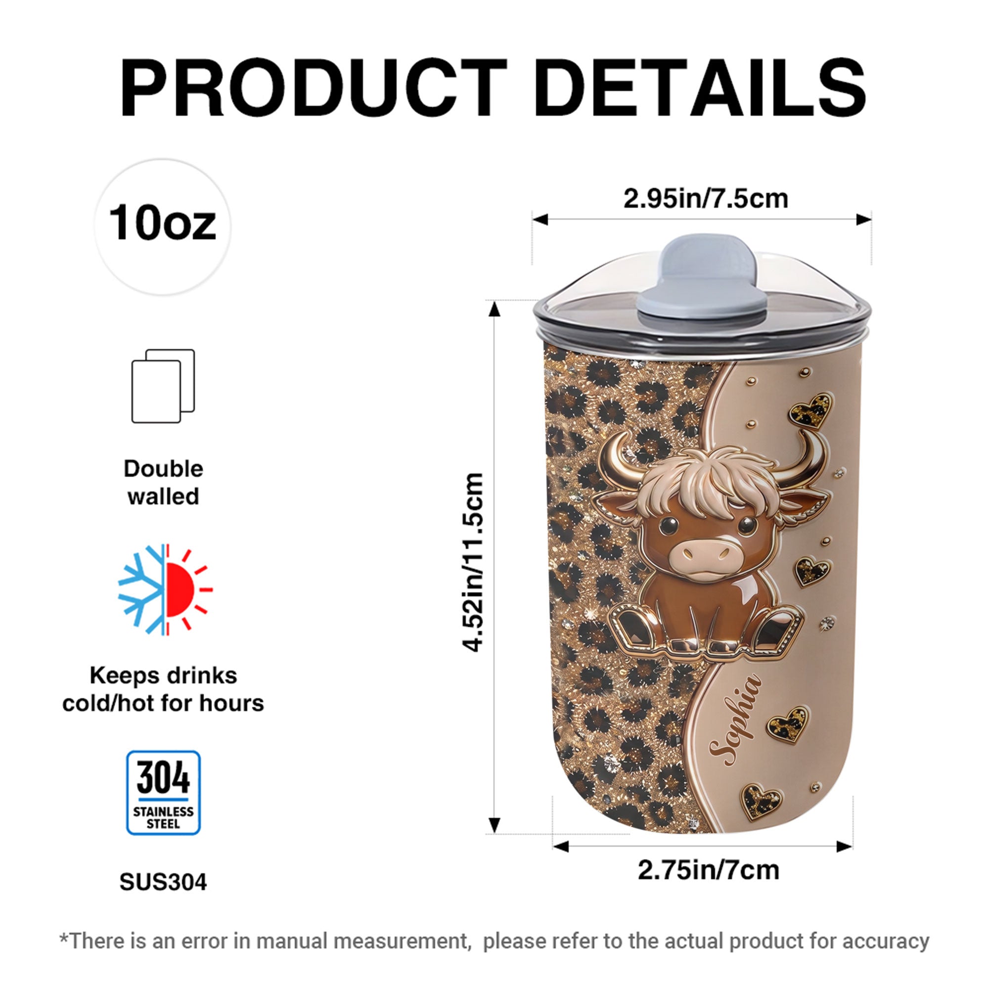 Personalized 10oz Highland Cow Tumbler Custom Gift for Daughter