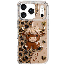 Load image into Gallery viewer, Personalized Clear Phone Case Cute Highland Cow Hearts Gift
