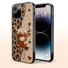 Load image into Gallery viewer, Personalized Clear Phone Case Cute Highland Cow Hearts Gift
