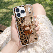 Load image into Gallery viewer, Personalized Clear Phone Case Cute Highland Cow Hearts Gift
