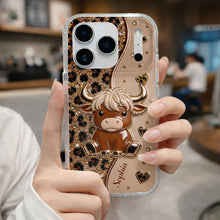Load image into Gallery viewer, Personalized Clear Phone Case Cute Highland Cow Hearts Gift
