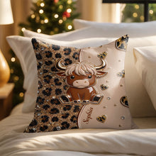 Load image into Gallery viewer, Personalized Highland Cow Pillow Custom Name Gift for Cow Lovers

