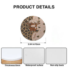 Load image into Gallery viewer, Personalized Cute Highland Cow Ceramic Coaster Gift for Her
