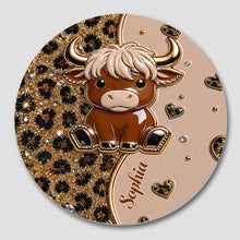 Load image into Gallery viewer, Personalized Cute Highland Cow Ceramic Coaster Gift for Her
