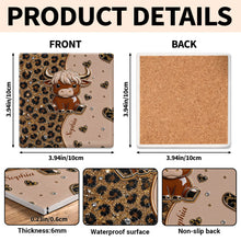 Load image into Gallery viewer, Personalized Square Ceramic Coaster Cute Highland Cow Gift
