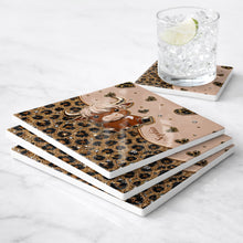 Load image into Gallery viewer, Personalized Square Ceramic Coaster Cute Highland Cow Gift
