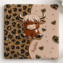 Load image into Gallery viewer, Personalized Square Ceramic Coaster Cute Highland Cow Gift
