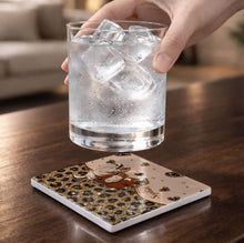 Load image into Gallery viewer, Personalized Square Ceramic Coaster Cute Highland Cow Gift
