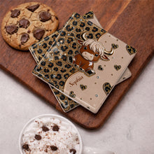 Load image into Gallery viewer, Personalized Square Ceramic Coaster Cute Highland Cow Gift
