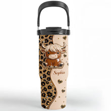 Load image into Gallery viewer, Personalized 30oz Tumbler with Handle Cute Highland Cow Gift
