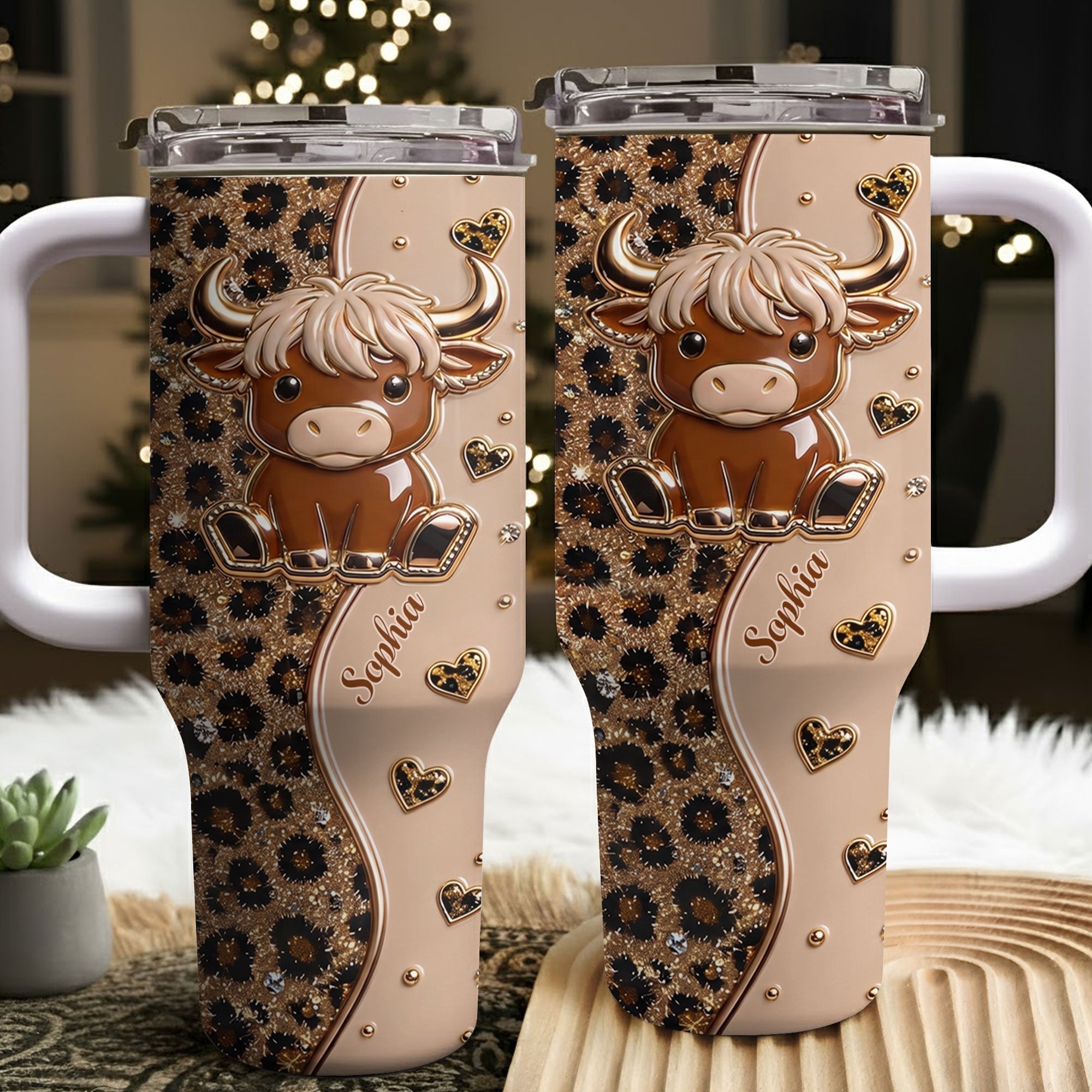 Personalized Highland Cow 40oz Tumbler Custom Name Gift Idea