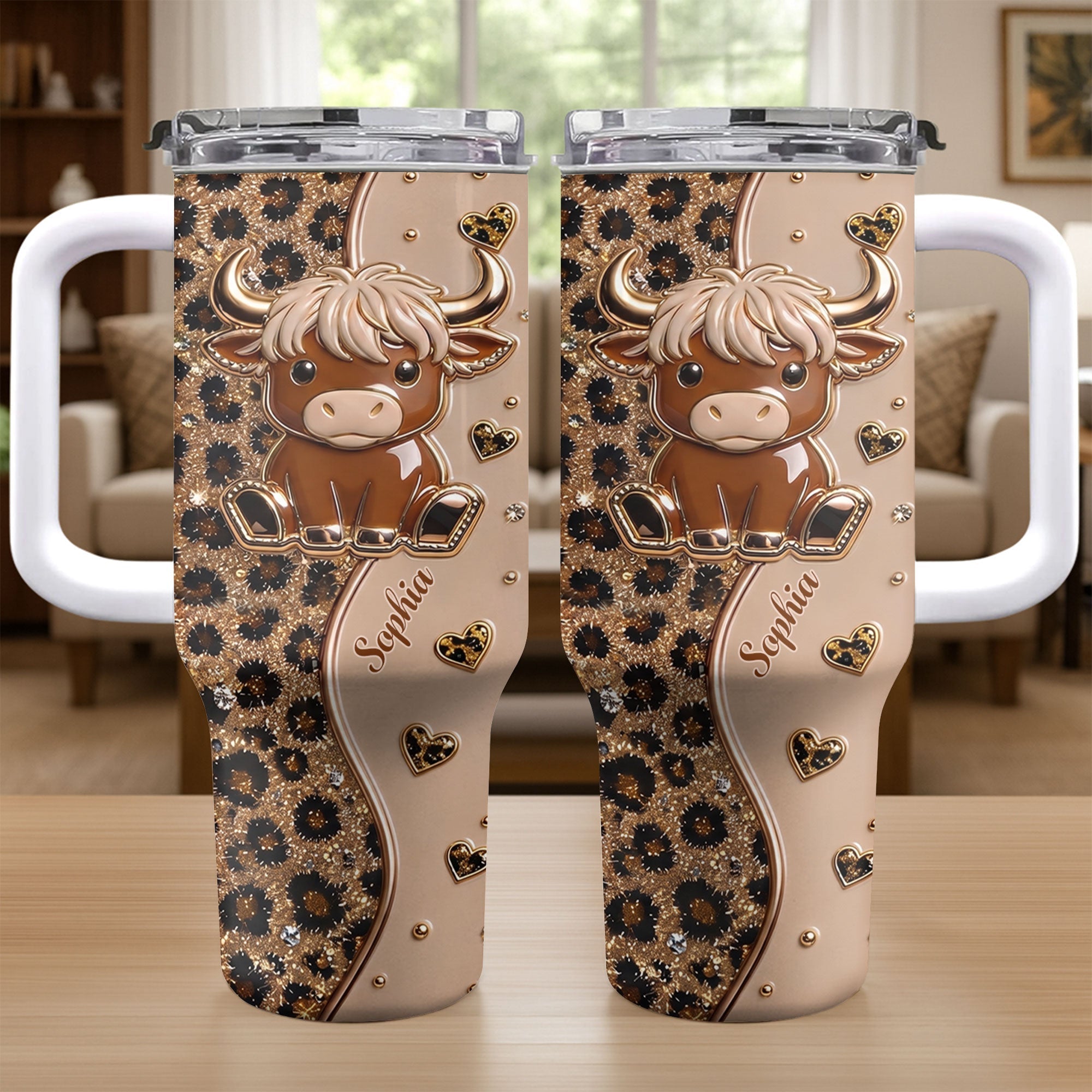 Personalized Highland Cow 40oz Tumbler Custom Name Gift Idea