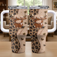 Load image into Gallery viewer, Personalized Highland Cow 40oz Tumbler Custom Name Gift Idea
