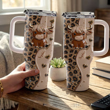 Load image into Gallery viewer, Personalized Highland Cow 40oz Tumbler Custom Name Gift Idea
