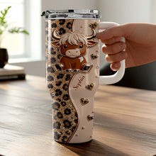 Load image into Gallery viewer, Personalized Highland Cow 40oz Tumbler Custom Name Gift Idea
