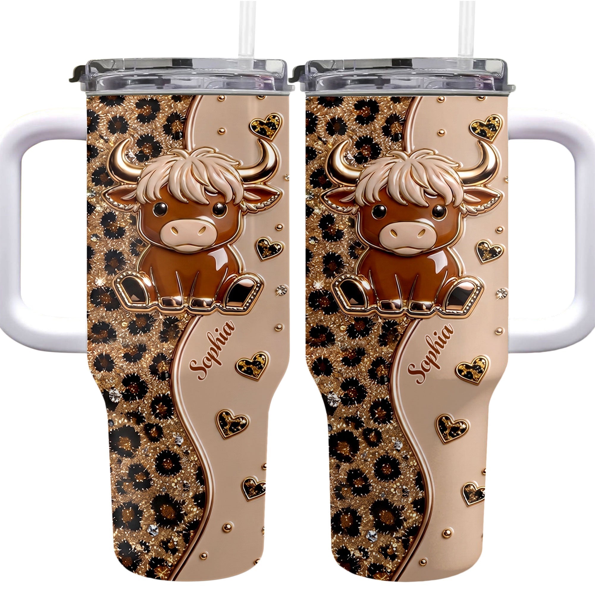 Personalized Highland Cow 40oz Tumbler Custom Name Gift Idea