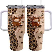 Load image into Gallery viewer, Personalized Highland Cow 40oz Tumbler Custom Name Gift Idea
