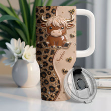 Load image into Gallery viewer, Personalized Highland Cow 40oz Tumbler Custom Name Gift Idea
