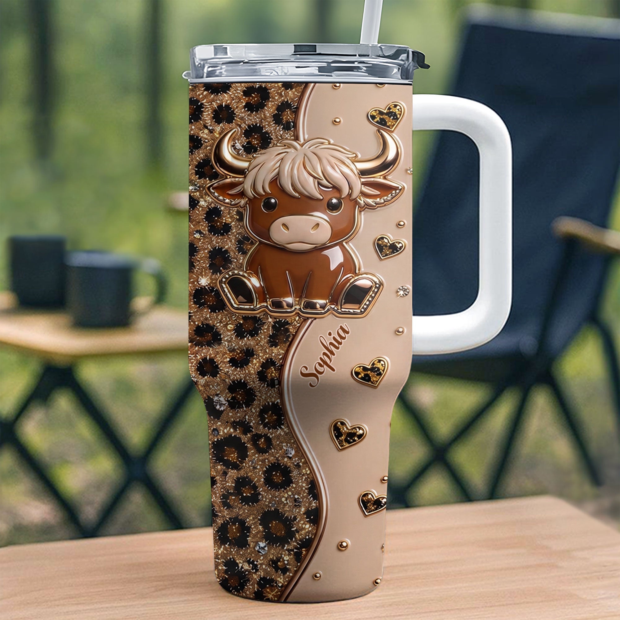 Personalized Highland Cow 40oz Tumbler Custom Name Gift Idea
