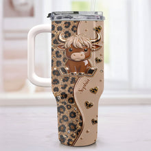 Load image into Gallery viewer, Personalized Highland Cow 40oz Tumbler Custom Name Gift Idea
