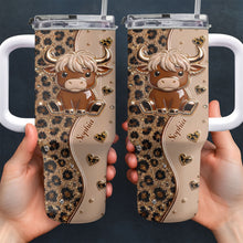 Load image into Gallery viewer, Personalized Highland Cow 40oz Tumbler Custom Name Gift Idea
