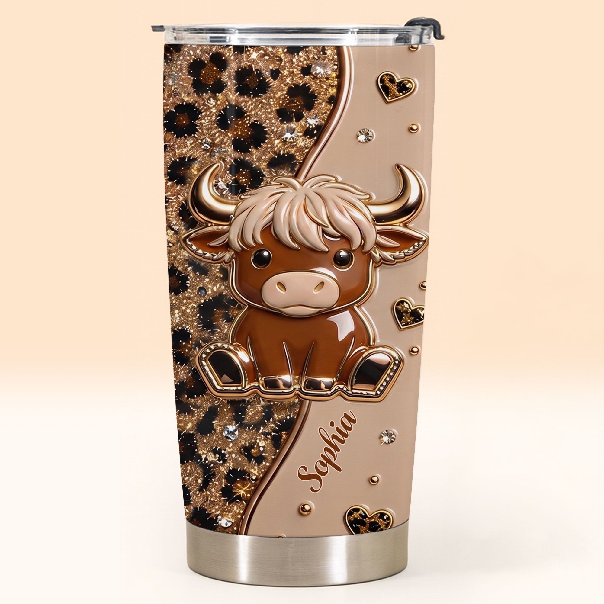 Personalized Highland Cow Custom Stainless Steel Tumbler 20oz Gift for Animal Lovers