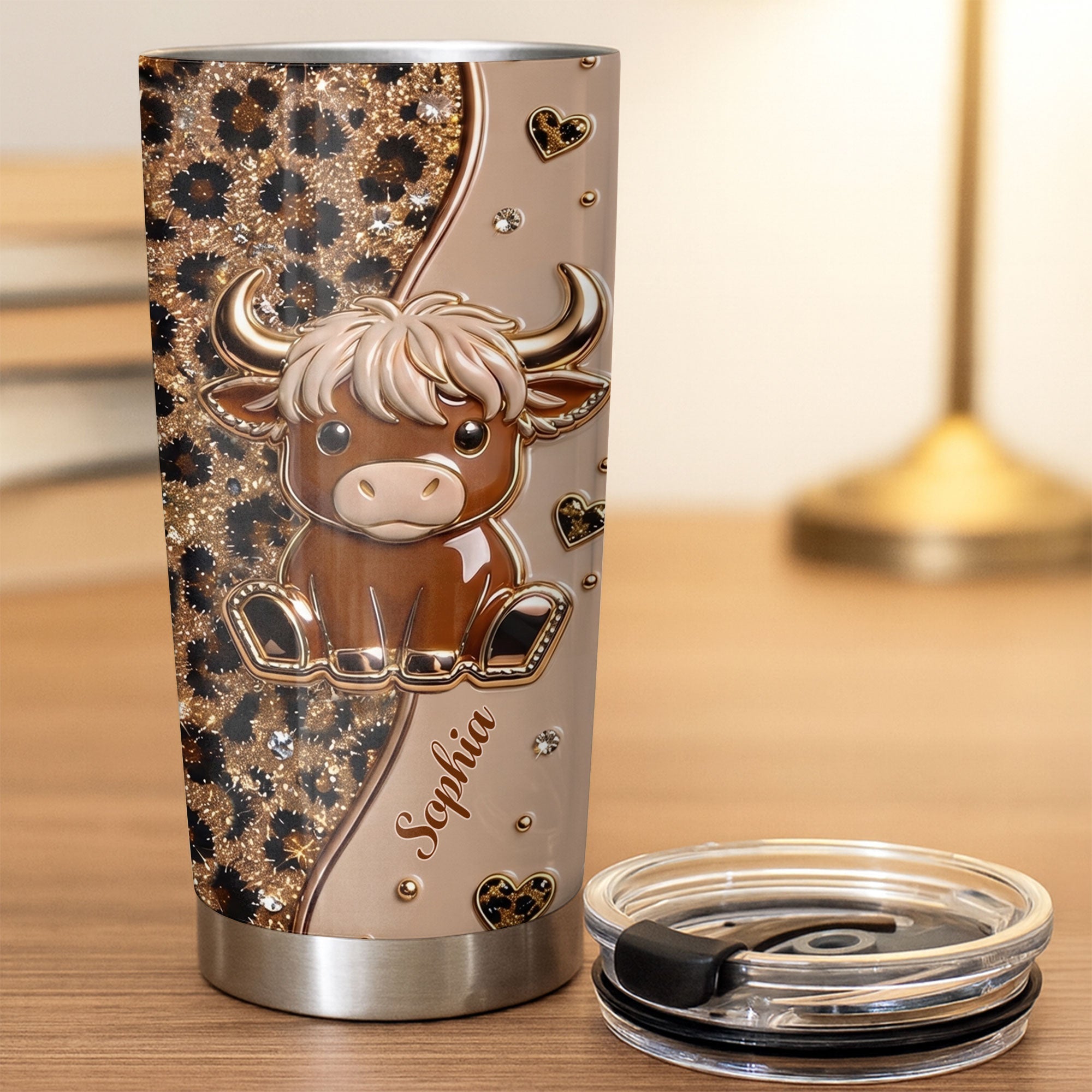 Personalized Highland Cow Custom Stainless Steel Tumbler 20oz Gift for Animal Lovers