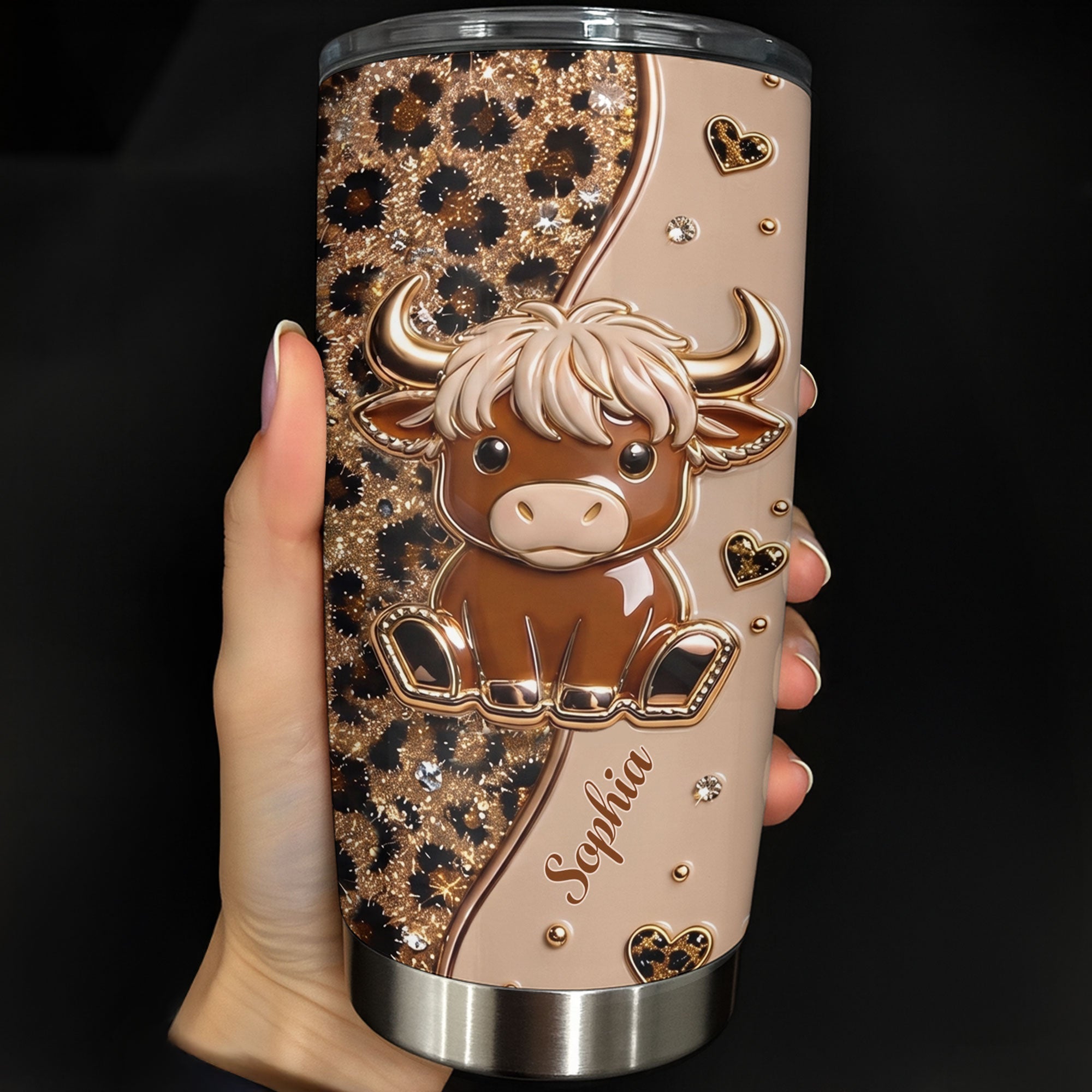 Personalized Highland Cow Custom Stainless Steel Tumbler 20oz Gift for Animal Lovers