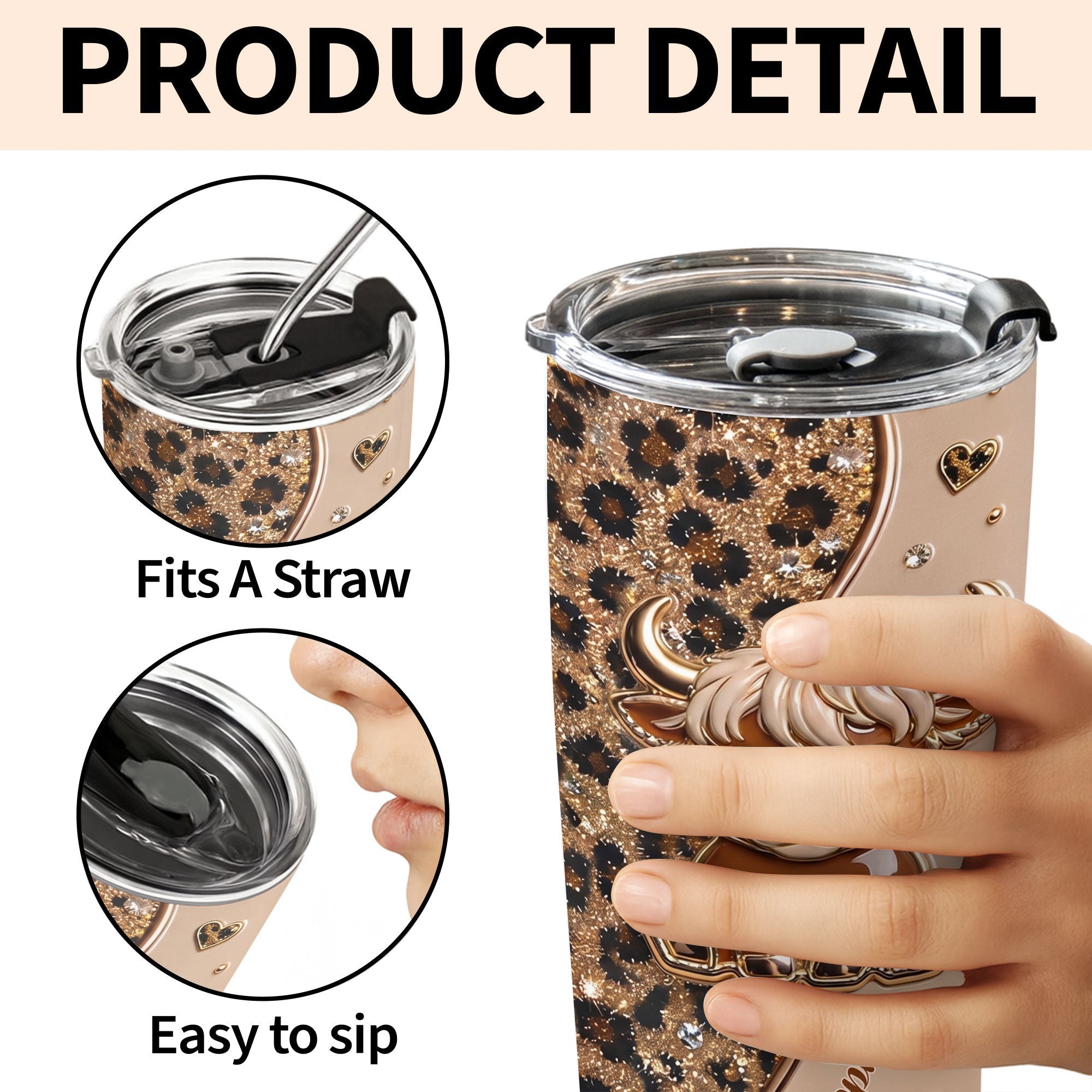 Personalized Highland Cow Custom Stainless Steel Tumbler 20oz Gift for Animal Lovers