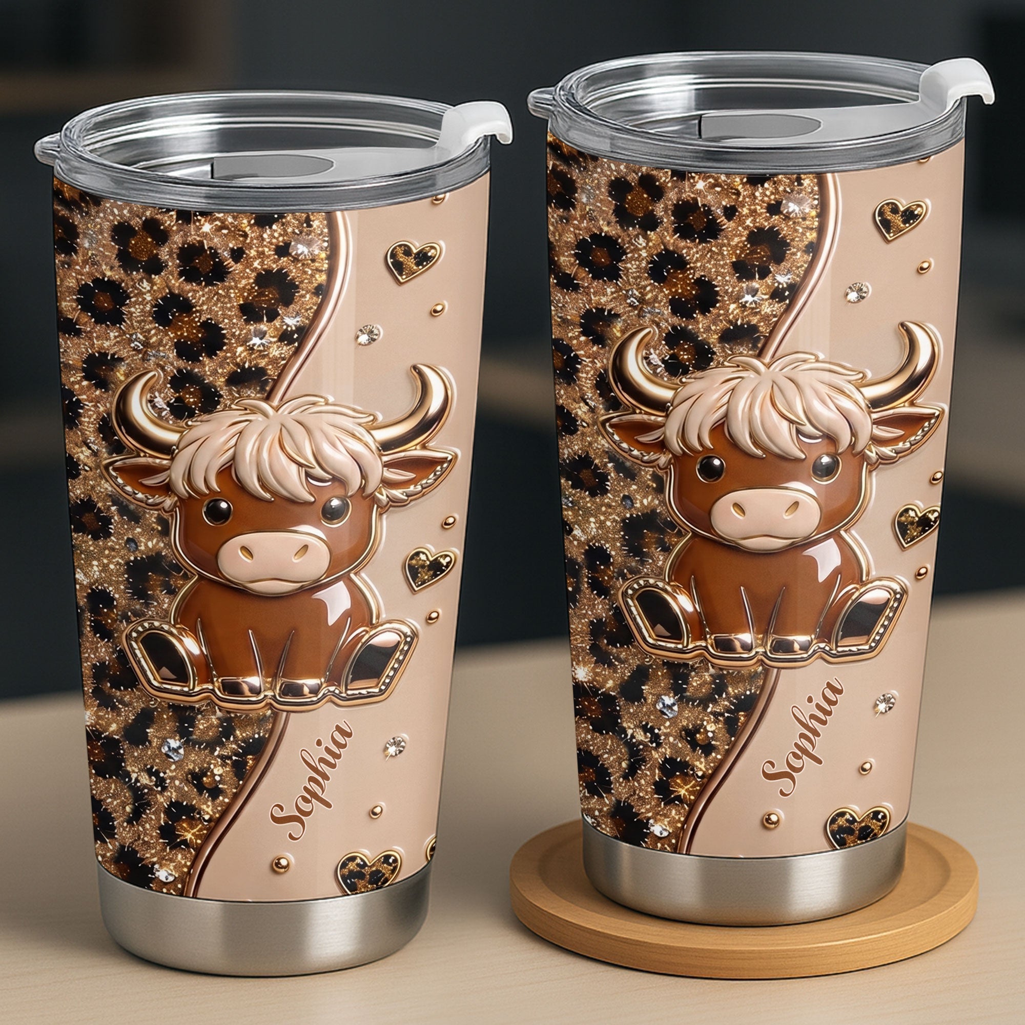 Personalized Highland Cow Custom Stainless Steel Tumbler 20oz Gift for Animal Lovers
