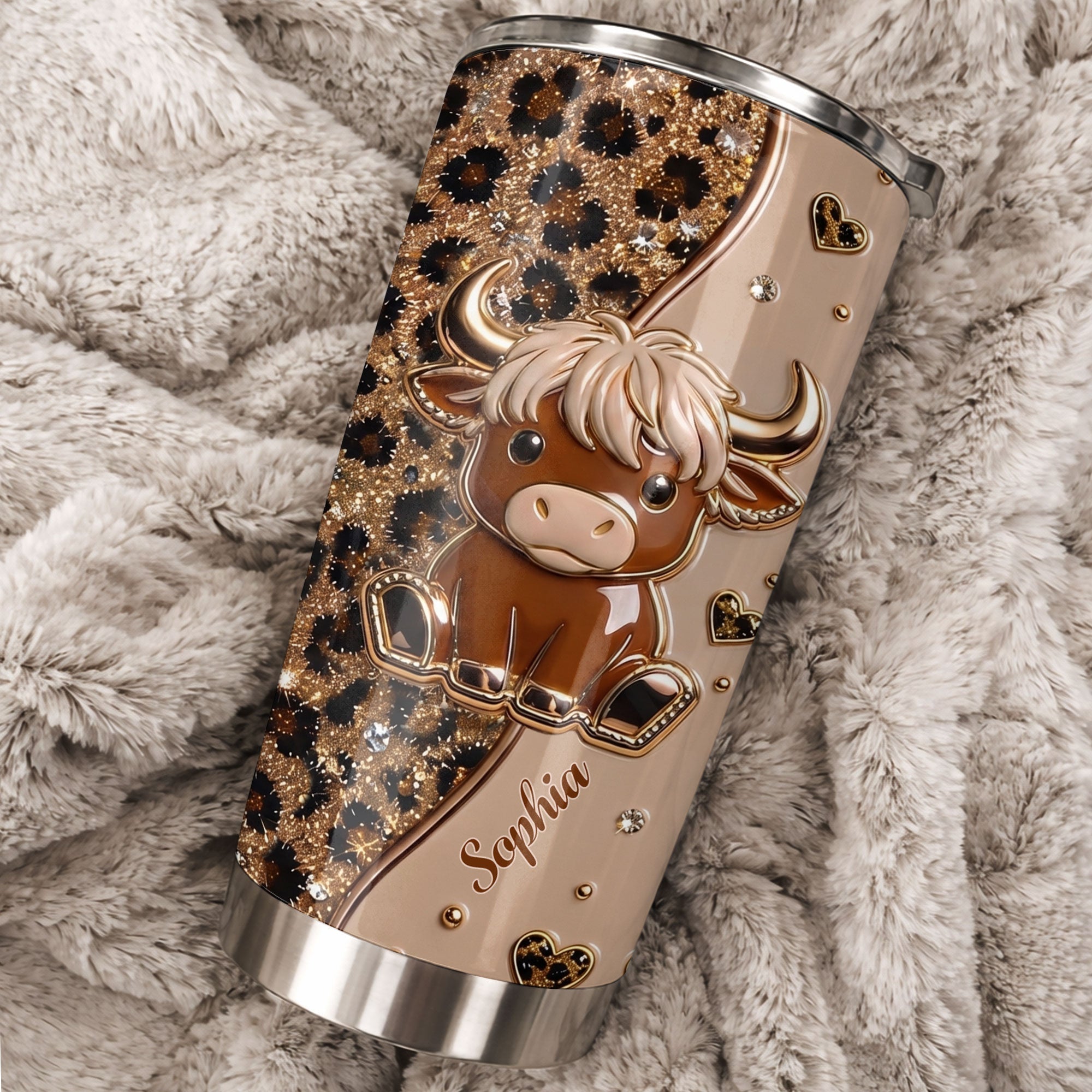 Personalized Highland Cow Custom Stainless Steel Tumbler 20oz Gift for Animal Lovers
